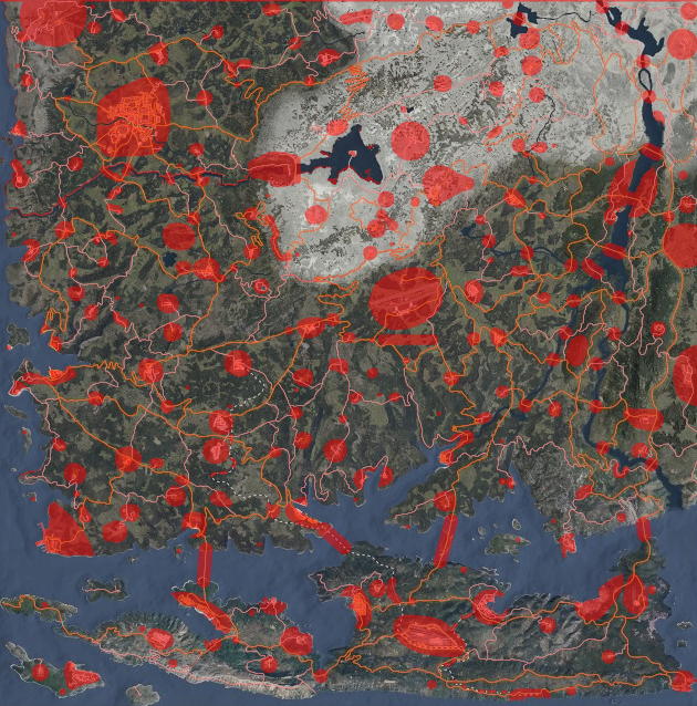 SCUM – 地图基础建筑限制区域分布图