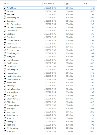 默认自定义物资文件明细